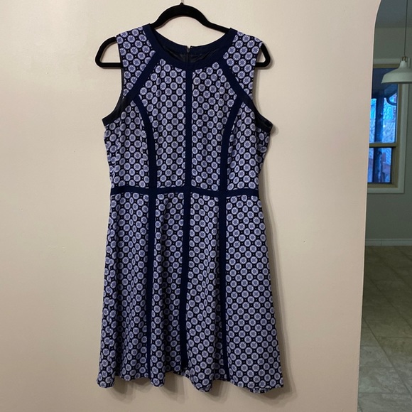 Dress - size 10.  Navy blue with pattern.  Bianca Nygard. - Picture 1 of 1
